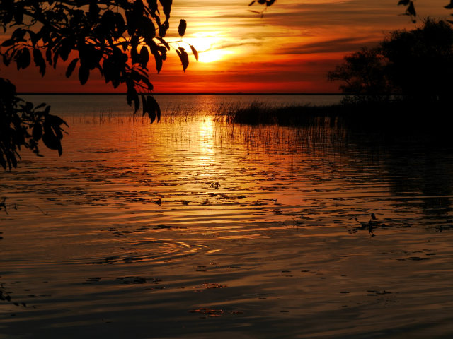 Wie Fototapete, nur echt: Sonnenuntergang über der Lagune