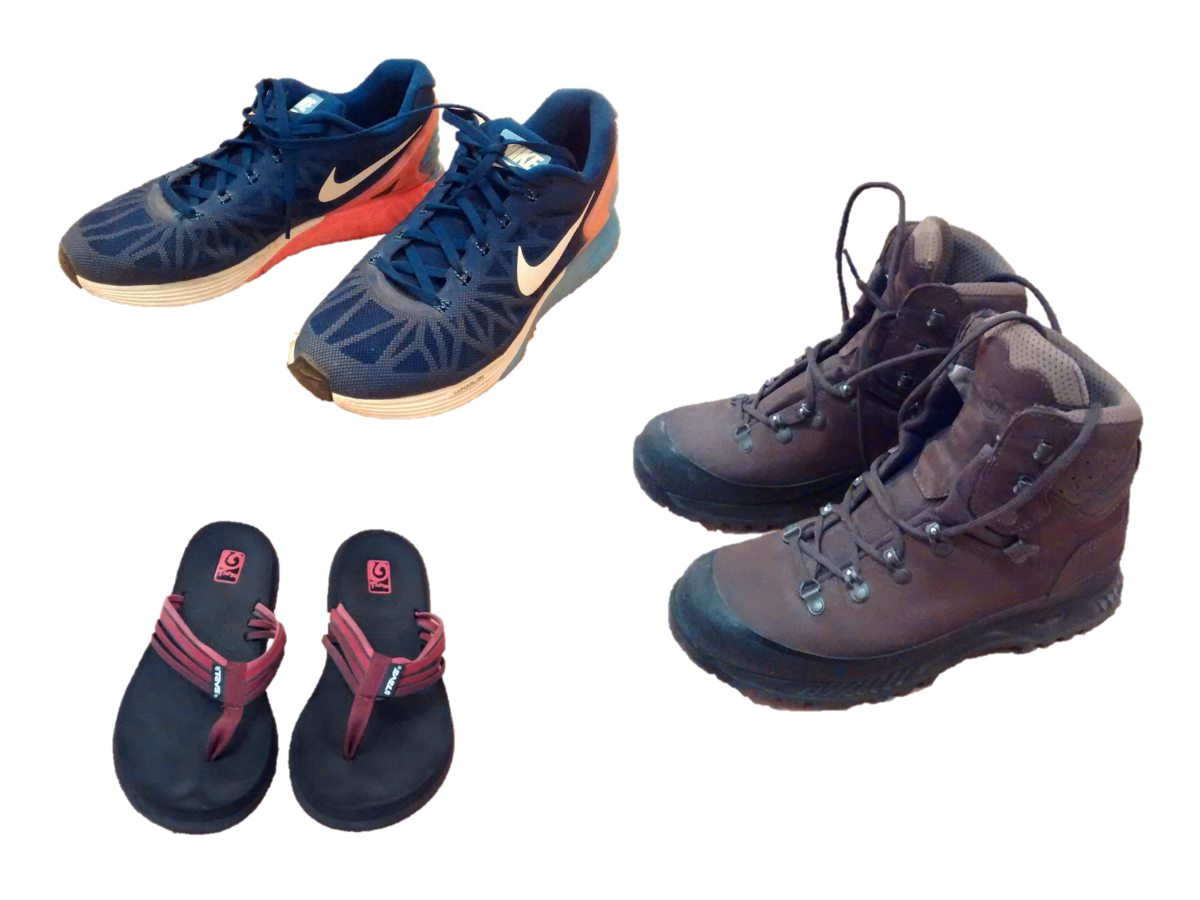 Wanderstiefel, Sneaker und Flipflops