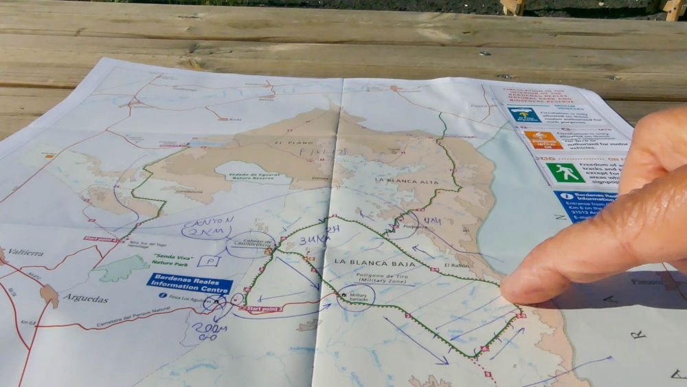 Karte mit der Route ums Poligono.